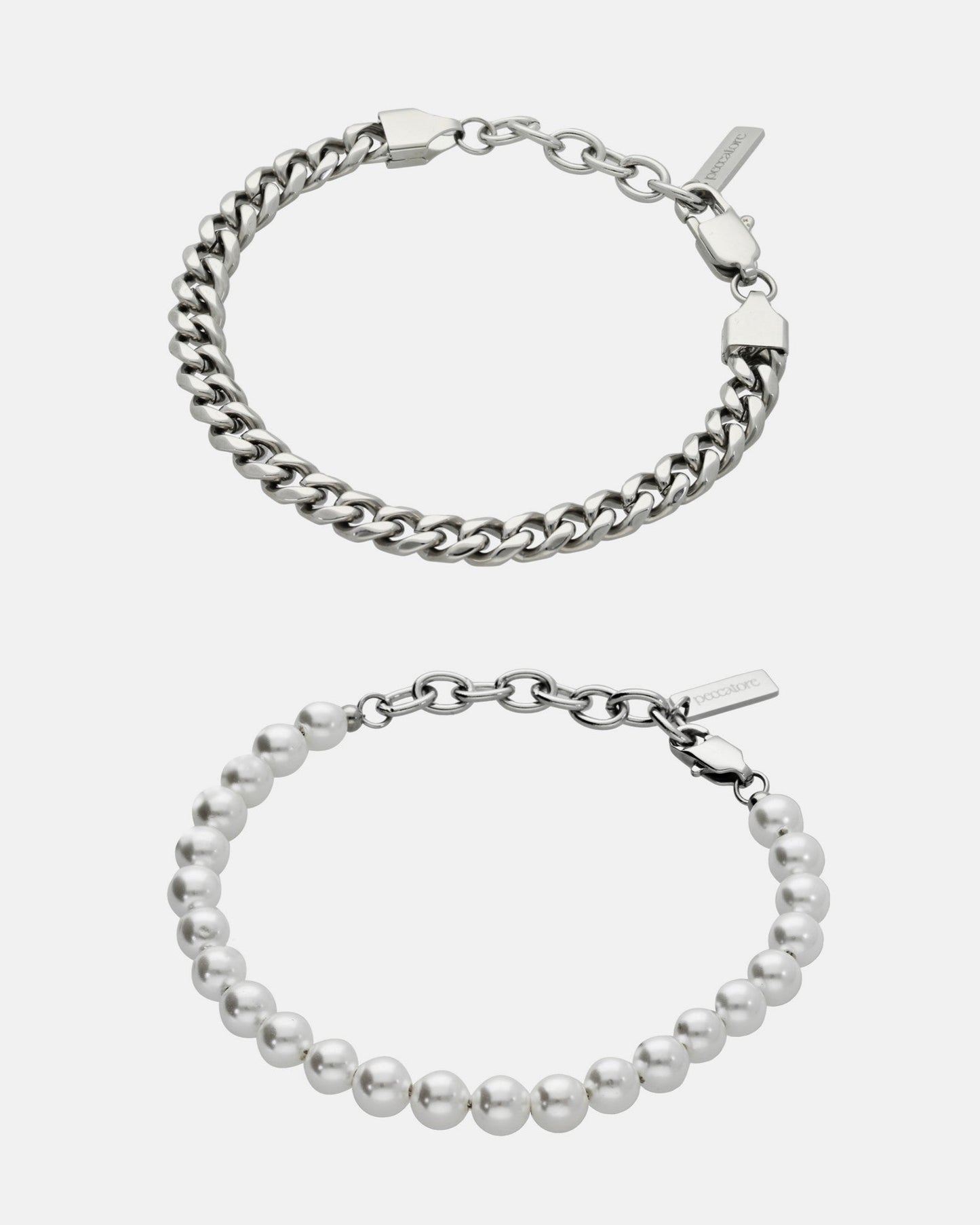 Pack Pulsera Cubana 6 mm + Pulsera Perlas 6 mm