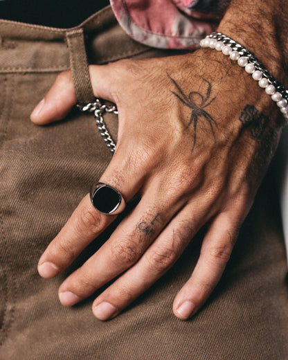 Anillo Nero Plateado